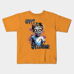Spooky Zombie Boy Happy Halloween Kids T-Shirt